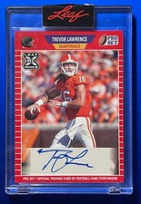 TREVOR LAWRENCE QB 2021 LEAF PRO SET AUTOGRAPH SIGNED RC ROOKIE ENCASED CARD. rookie card picture