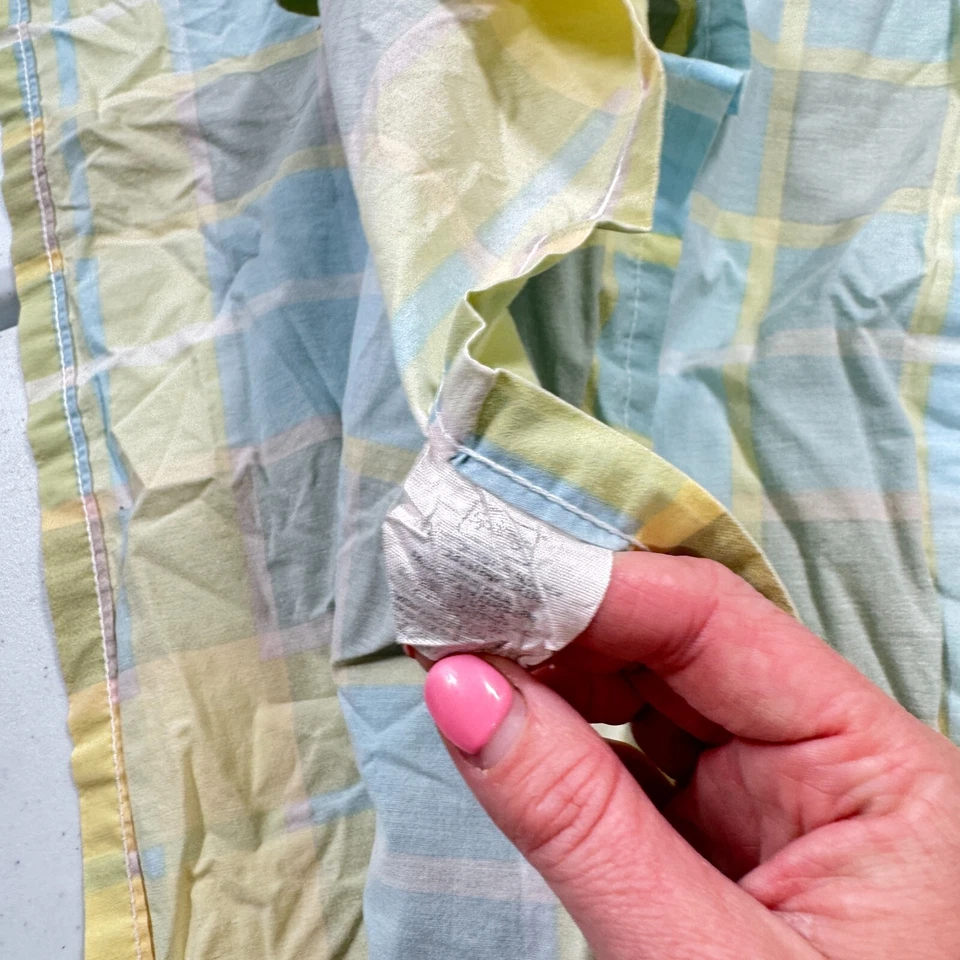 Sábana plana muelles vintage azul amarillo mezcla a cuadros y2k años 90 EE. UU. Foto 4 de 4