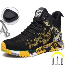 Mens Work Safety Shoes Outdoor Walking Sneakers High Top Steel Toe Hiking Boots