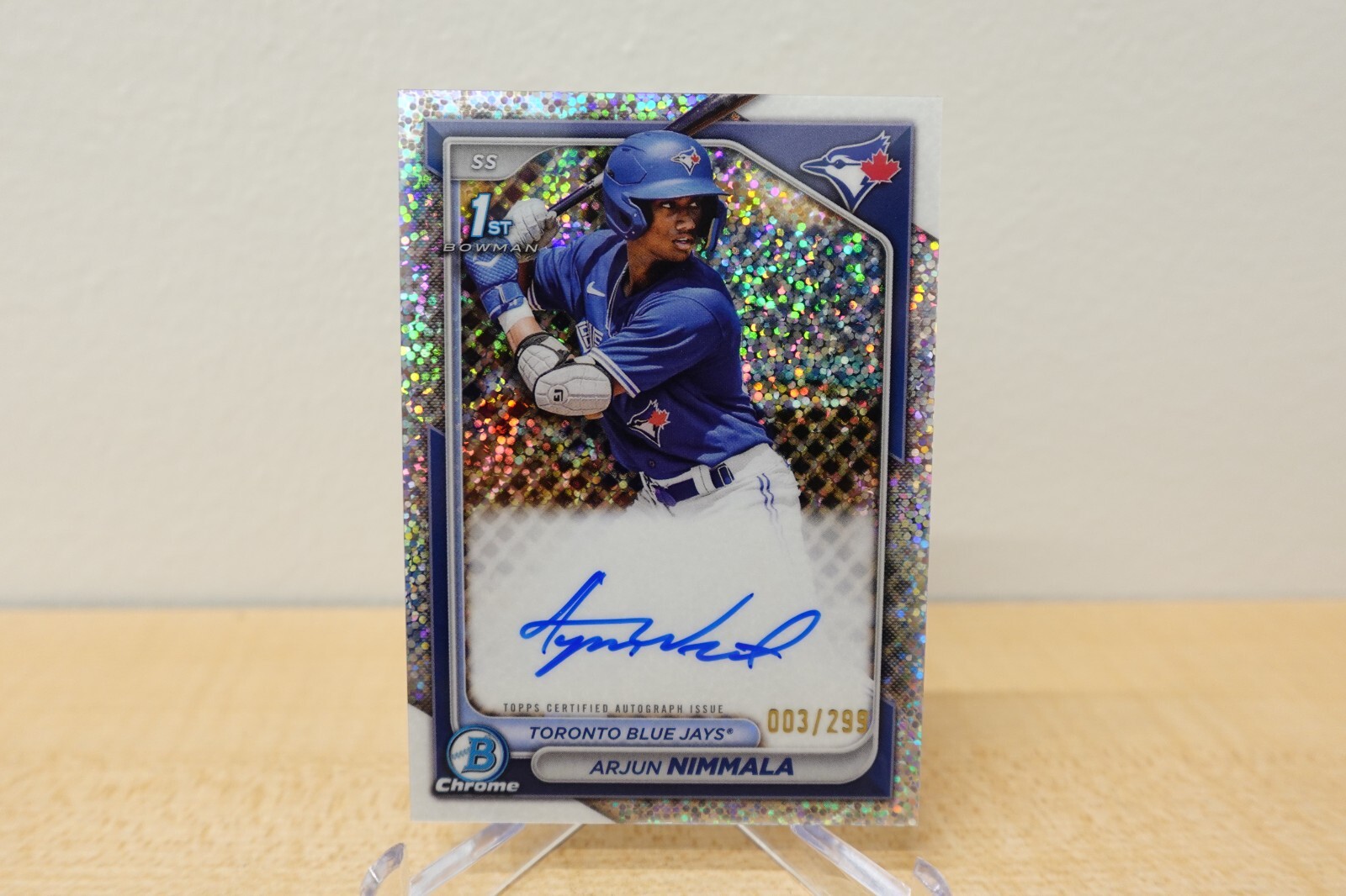 2024 Bowman Chrome Arjun Nimmala Auto Speckle Refractor SP 3/299 1st Bowman