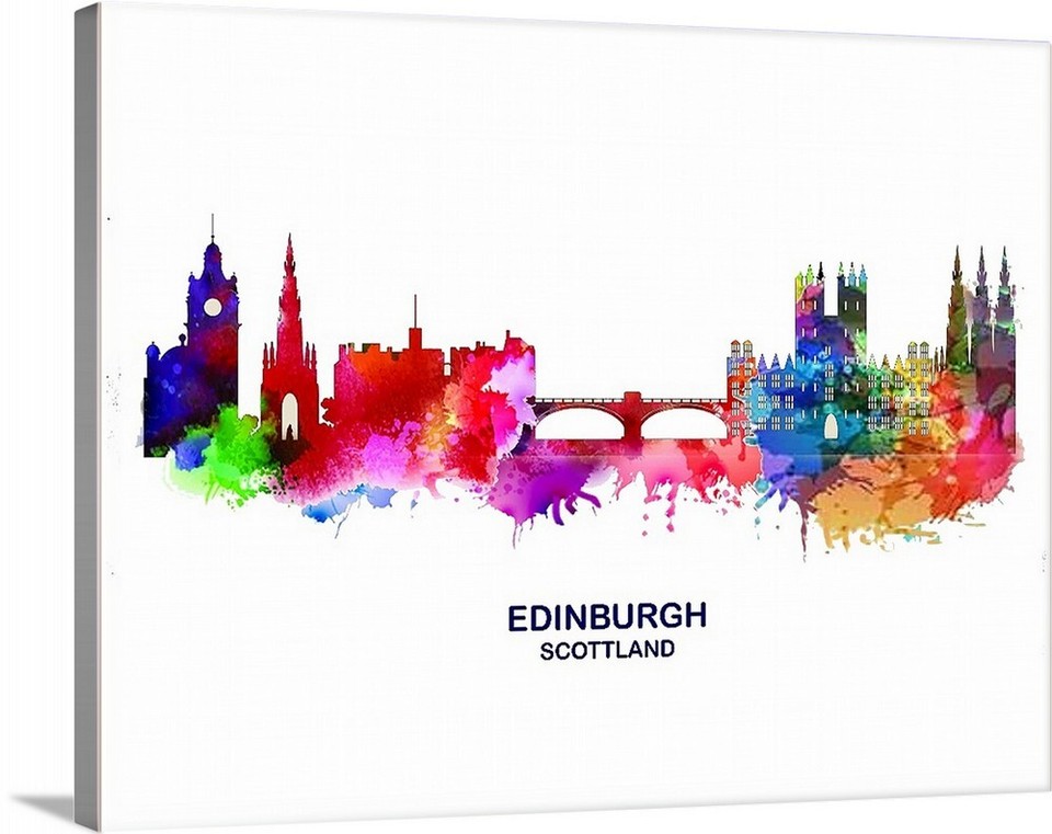Canvas Edinburgh England Skyline Cityscape Art Giclee Print Poster