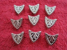 9 VINTAGE 5/8" EMBOSSED NICKEL LEATHER / CLOTH BELT / PET COLLAR TIPS, NOS, USA