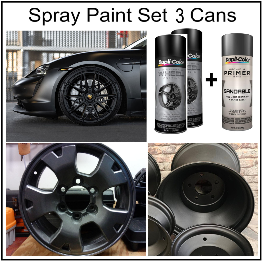 Matte Black Wheels Spray Paint Steel Alloy Aluminum Plastic +Primer Coating 3PK