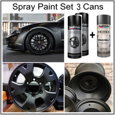 Matte Black Wheels Spray Paint Steel Alloy Aluminum Plastic Primer Coating 3pk