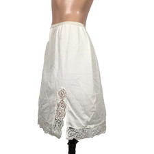 Formfit Rogers Nylon Mini Slip with ecru Lace Vintage White Half Slip 12-14