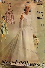 Wedding Dress Bridal Gown with Jacket 3150 Advance Sewing Pattern Sz 12 1960's