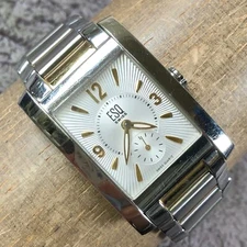 ESQ Movado Men E5297 Fashion Seconds Hand Silver Tone Quartz 28mm Watch 7 1/4"