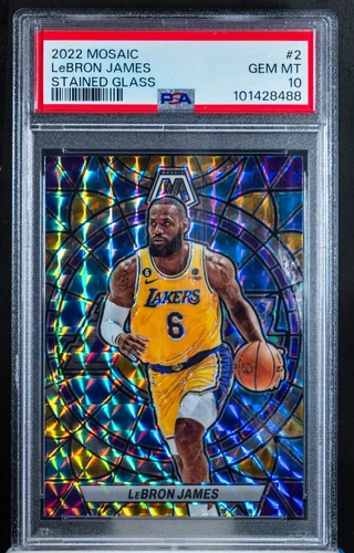 10148488 LEBRON JAMES 2022 Panini Mosaic Stained Glass Prizm SP SSP PSA 10