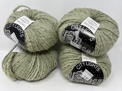 4 Classic Elite Yarns City Lights Wool Sparkle Yarn Sage Green 404 yds total