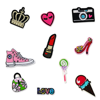 Aufnäher Patch Aufbügler Applikation im Set - 10 Stück Kleidung Jeans Chucks