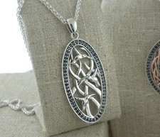 Sterling Silver Hummingbirds Pendant with Black CZs by Keith Jack  Jewelry