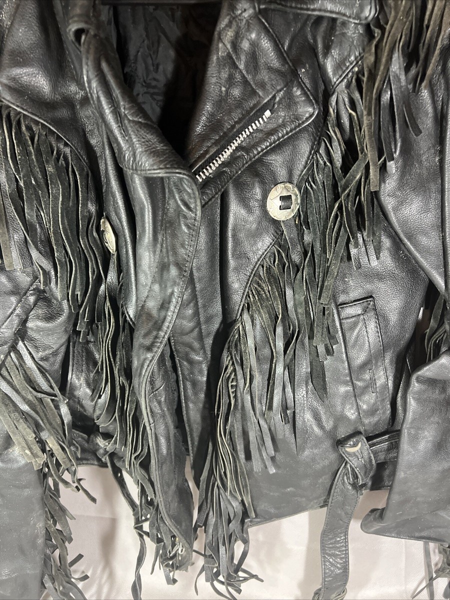 Vintage Women's Leather Tassle Jacket Open Road Full Zip Vintage Women's Leather Tassle Jacket Open Road Full Zip