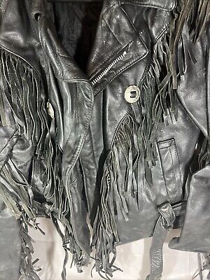 Vintage Women's Leather Tassle Jacket Open Road Full Zip Vintage Women's Leather Tassle Jacket Open Road Full Zip