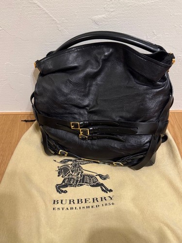Burberry Prorsum Bridle Gosford Hobo Black Leather Buckle Belt Shoulder Bag Good