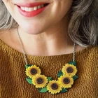 ERSTWILDER SUNSHINE AND SMILES NECKLACE. SUNFLOWERS. NEW IN BOX.