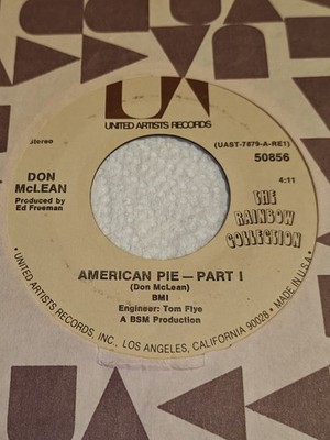 Don McLean - American Pie -Pt. 1/American Pie -Pt. 2. *1971 United Artist #50856
