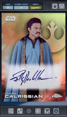 Lando Calrissian Signatures Green 99cc  Star Wars Card Trader Topps Chrome 25