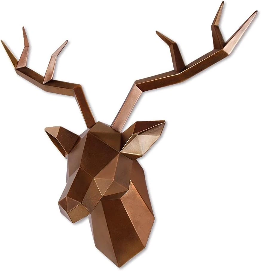Elegante escultura de pared con astas de ciervo - Decoración de pared geométrica de cobre para cualquier habitación Foto 3 de 4