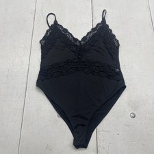 Zara Bodysuit Womens Large Black Lace V Neck Spaghetti Strap Teddy