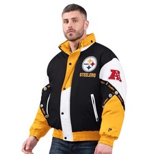 Pittsburgh Steelers Puffer Jacket Pro Player Medium Hood Full Zip Retail 195