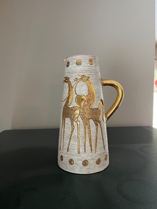 Fratelli Fanciullacci Elbee Pitcher Sgraffito MCM Midcentury Modern VTG Gold