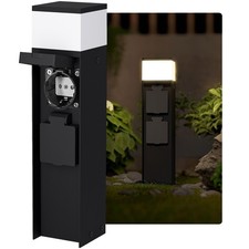 Lichtsäule Außen ZAVO schwarz für LED G9 mit 2 Schuko-Steckdosen Wegeleuchte 