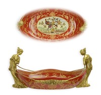 Eine Mit Bronze Verzierte Porzellanschale Replikat Retro Design Dekoration
