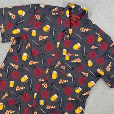 Dixxon Shirt Mens Large Gray Red Button Up Killswitch Engage Pizza Guitar