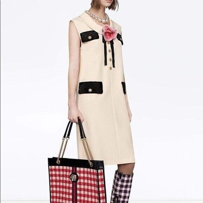 NWT. $3600 GUCCI Floral-appliquéd cady mini dress
