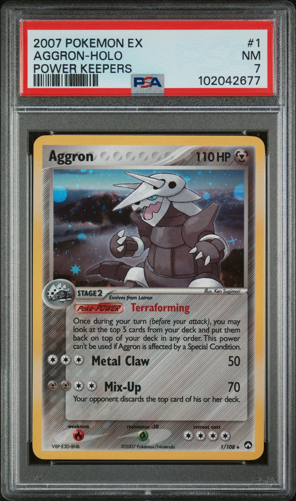 2007 Power Pokemon Ex Keepers Aggron #1 PSA 7