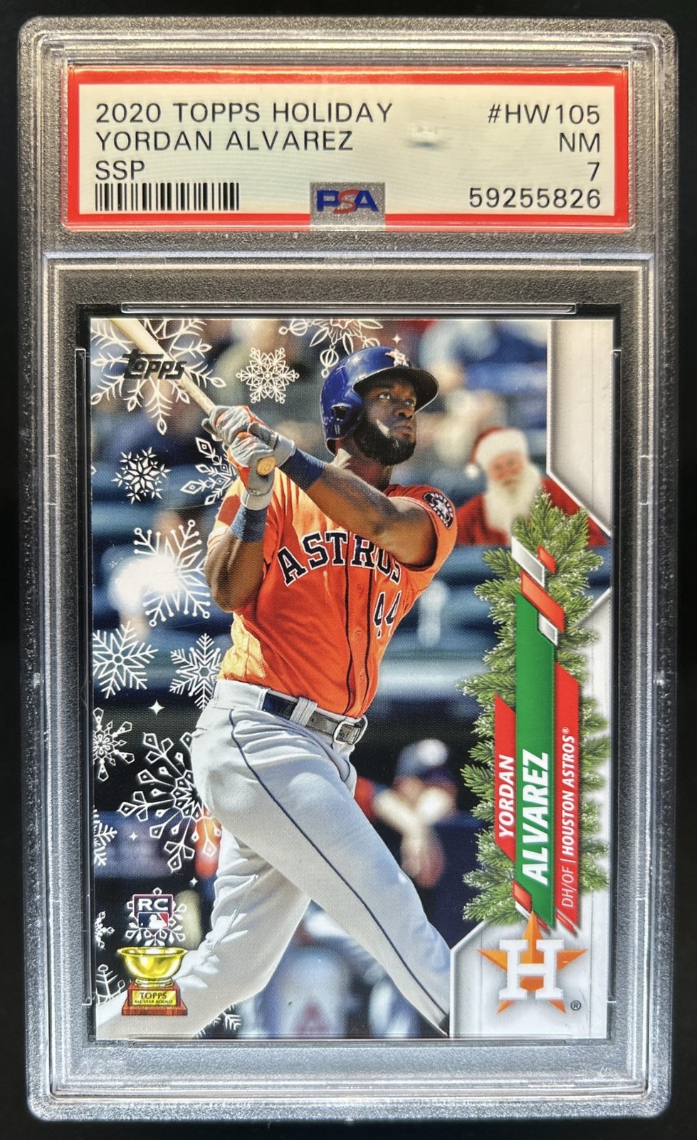 2020 Topps Holiday Yordan Alvarez SSP Rookie RC #HW105b Astros PSA 7