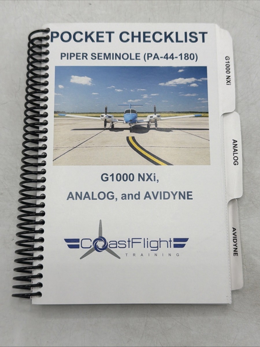 Piper Seminole PA-44-180 Pocket Checklist (Spiral) | eBay