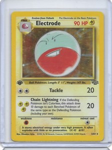 1995 electrode pokemon card value PSA (EX-MT 6) #21 1st Edition Shadowless Evolves from Voltorb Type Anyone know why there are