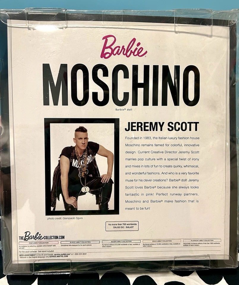 Muñeca Barbie afroamericana Moschino Mattel NRFB LE 700 rara nueva en caja Foto 3 de 4