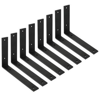 Shelf Bracket 8 Pack 8'' Lx8 Hx1.5 W 5mm Thick Heavy Duty Black 8 Inch Metal I...