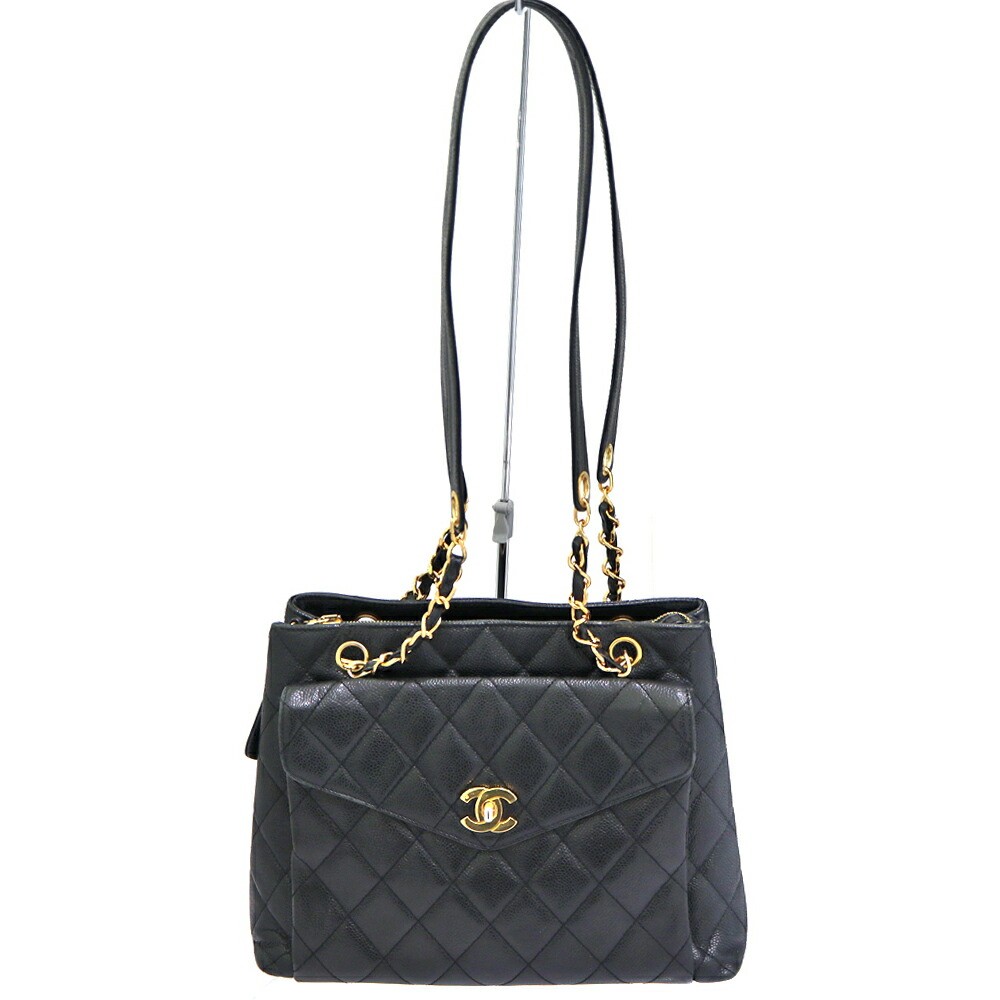 Chanel Chain Shoulder Tote Bag Black Leather r9_0805
