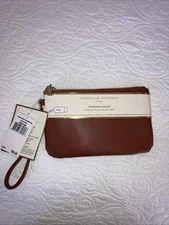Adrienne Vittadini Charging Wristlet Wallet Cognac NWT