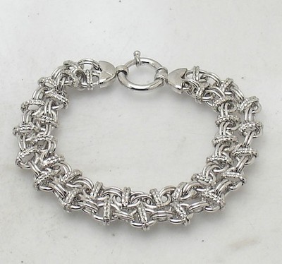 8'' Doppel Diamantschliff Oval Gliederarmband Anlaufgeschützt Echt 925 Sterlingsilber