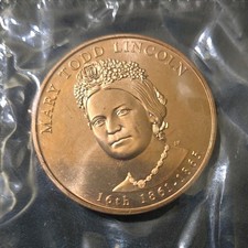 Mary Todd Lincoln 1861-1865Bronze Commemorative Medal Round in US Mint Sealed