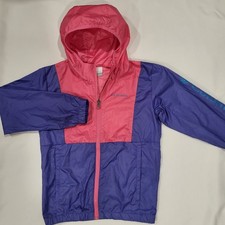 Columbia Youth Girl's Windbreaker Jacket Size M 10/12 Pink Blue Full Zip