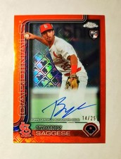Thomas Saggese 2025 Topps Chrome RC AUTO Logofractor ORANGE REFRACTOR 14/25 C6