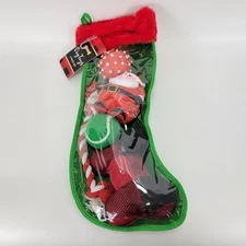 Woof Brand 5 Piece Dog Toy Rope Rubber Chew Ball Christmas Holiday Stocking Set