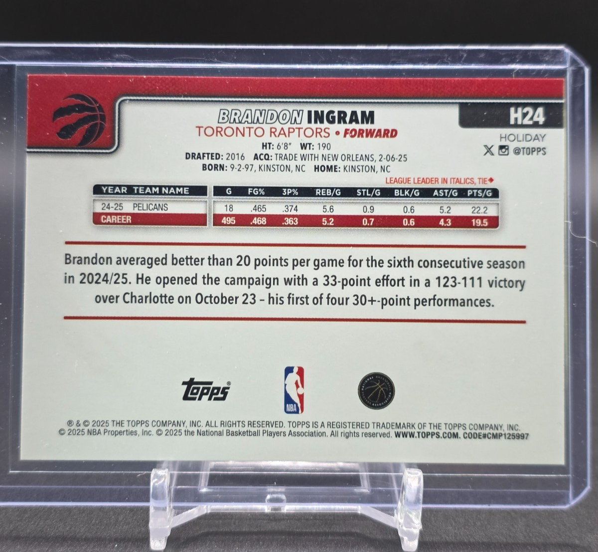 Brandon Ingram 2025-26 Topps Holiday Basketball White Glitter #H24