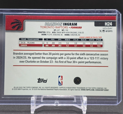 Brandon Ingram 2025-26 Topps Holiday Basketball White Glitter #H24
