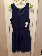 NWT By &By Jrs Women's Sleeveless Navy Blue Mini Dress Elastic Waist Size XL NEW