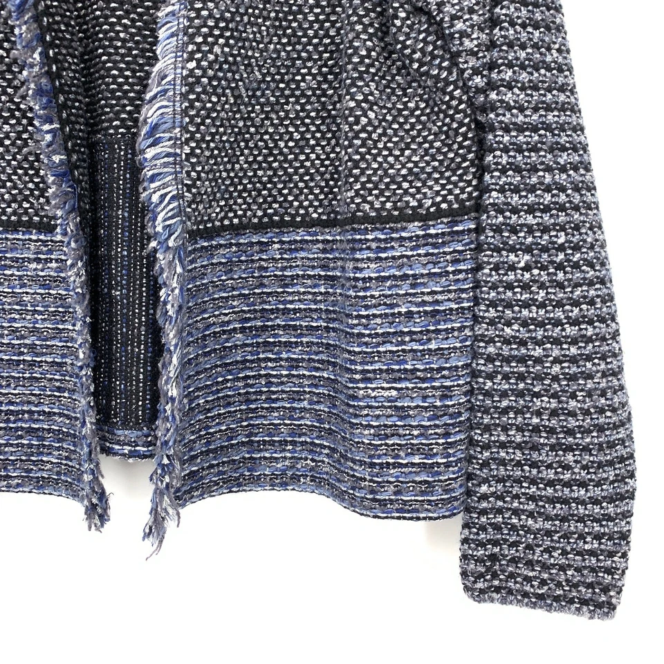 Chaqueta Blazer Chicos Tweed Flecos Frente Abierto Tejido Mujer 2 US L Azul Multicolor Foto 4 de 4