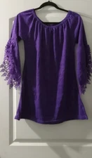 Win Win Open Sleeve Lace Purple Tunic Sz S- M NWT