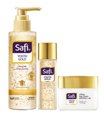 SAFI Youth Gold Lifting 24K Set - Serum Cleanser Essence Day Cream - Anti-Aging