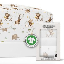 Organic Cotton Crib Sheets 3-Pack - GOTS Certified, Breathable, Double-Elastic B