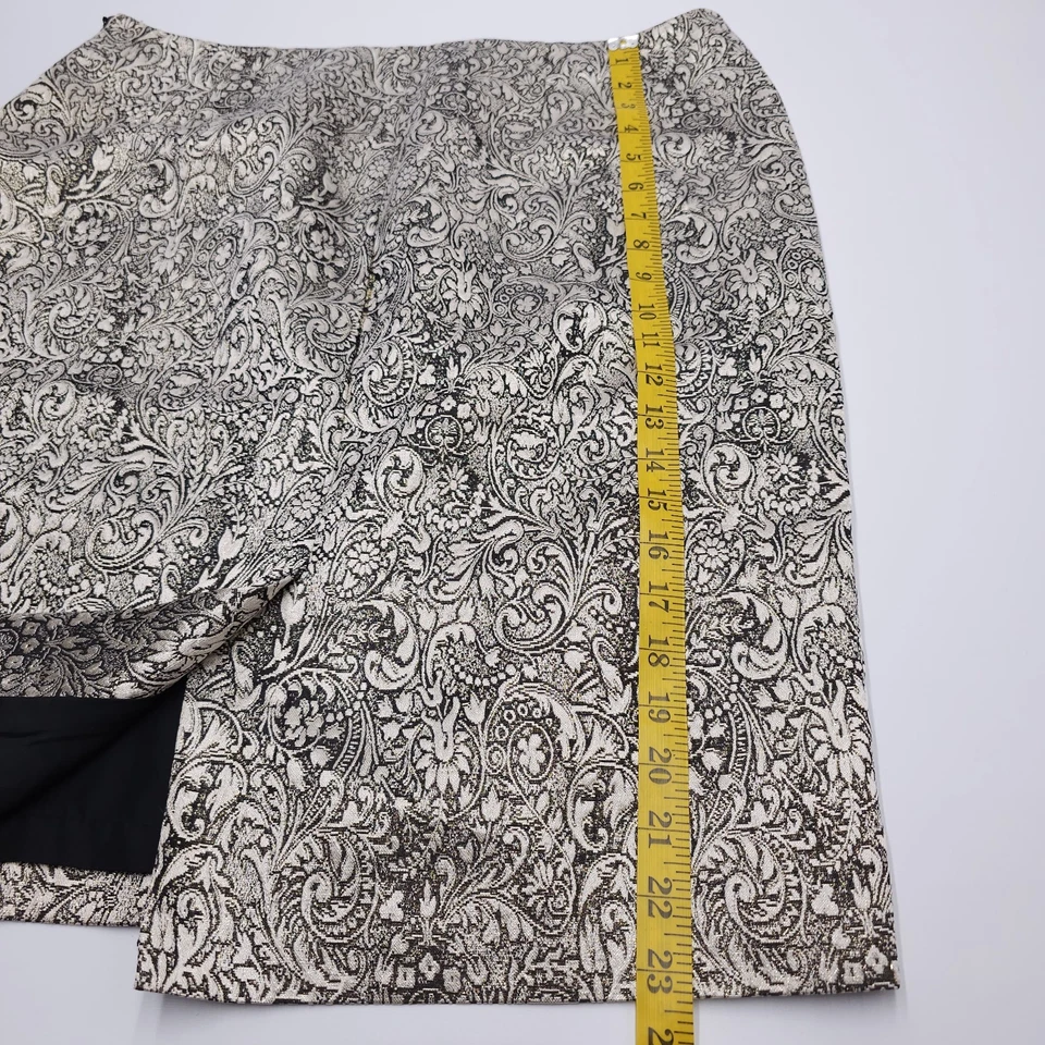 Falda JJill Talla 14 Paisley Floral Metálico Plateado Tapiz Vacaciones Foto 4 de 4